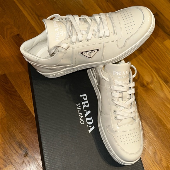 Prada - Downtown Patent Leather Sneakers - Chalk / White - Size 7 (8 US) - NEW - Picture 11 of 16
